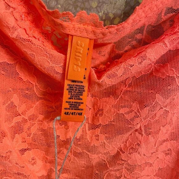 SKIMS Neon Bright Orange Stretch Lace Sheer Bodysuit 4X NWT - Picture 4 of 9